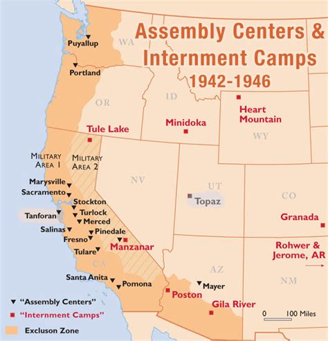 japanese internment camps map